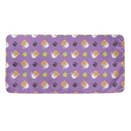 Pomeranian In Tea Cup Pattern Print Towel