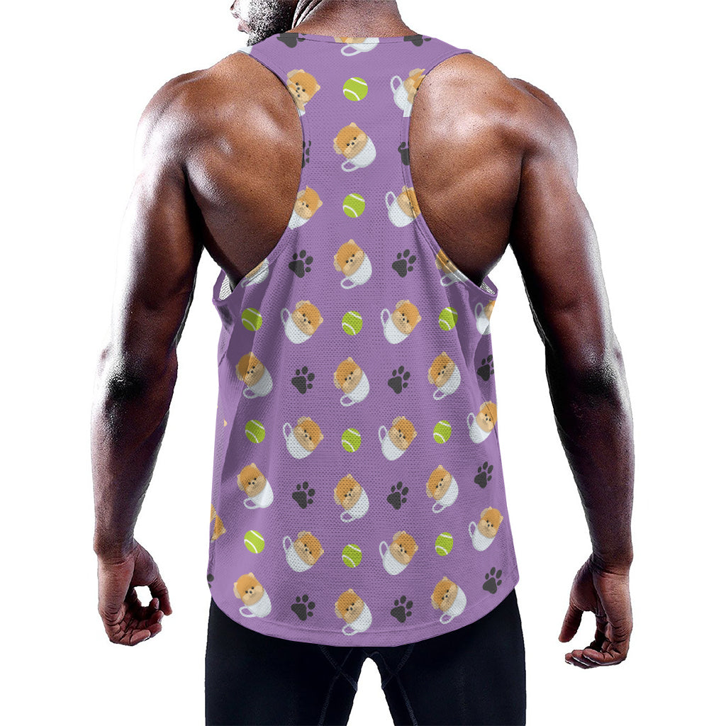 Pomeranian In Tea Cup Pattern Print Training Tank Top