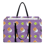 Pomeranian In Tea Cup Pattern Print Utility Tote Bag