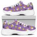 Pomeranian In Tea Cup Pattern Print White Chunky Shoes