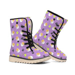 Pomeranian In Tea Cup Pattern Print Winter Boots