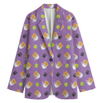 Pomeranian In Tea Cup Pattern Print Women's Blazer