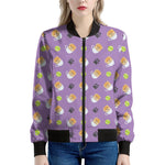 Pomeranian In Tea Cup Pattern Print Women's Bomber Jacket