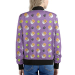 Pomeranian In Tea Cup Pattern Print Women's Bomber Jacket