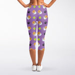 Pomeranian In Tea Cup Pattern Print Women's Capri Leggings
