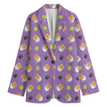 Pomeranian In Tea Cup Pattern Print Women's Cotton Blazer