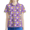 Pomeranian In Tea Cup Pattern Print Women's Polo Shirt