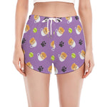 Pomeranian In Tea Cup Pattern Print Women's Split Running Shorts