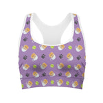 Pomeranian In Tea Cup Pattern Print Women's Sports Bra