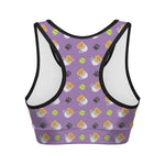 Pomeranian In Tea Cup Pattern Print Women's Sports Bra