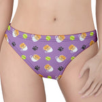 Pomeranian In Tea Cup Pattern Print Women's Thong