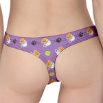Pomeranian In Tea Cup Pattern Print Women's Thong