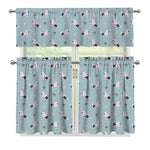 Poodle And Crown Pattern Print 3 Piece Kitchen Curtains