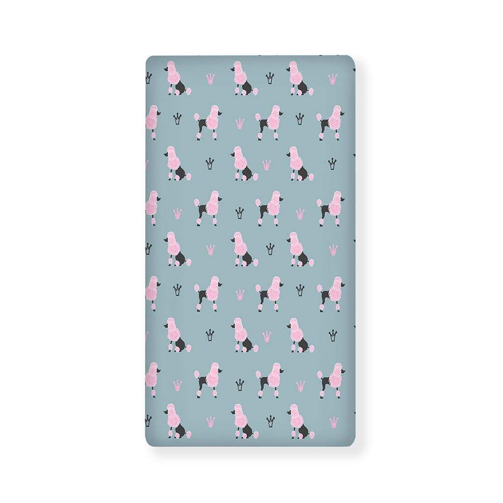 Poodle And Crown Pattern Print Baby Crib Sheet