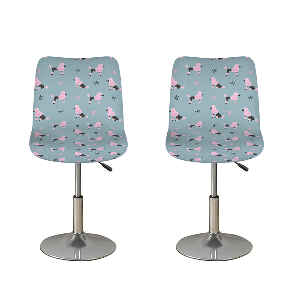 Poodle And Crown Pattern Print Bar Stool Covers