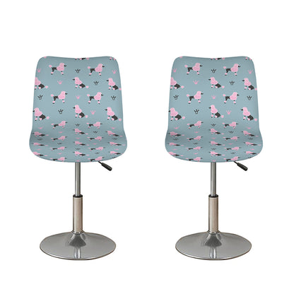 Poodle And Crown Pattern Print Bar Stool Covers
