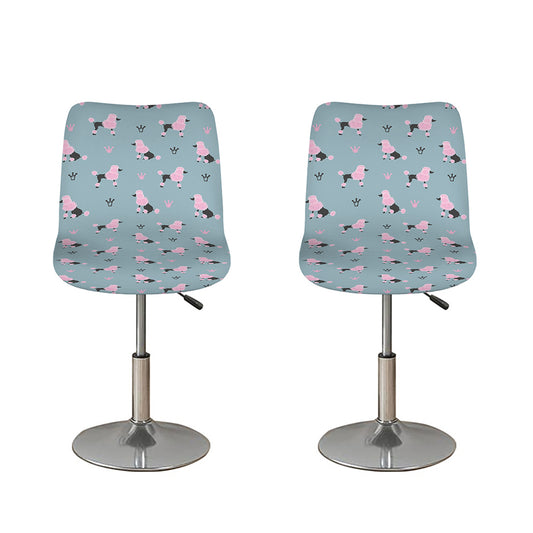 Poodle And Crown Pattern Print Bar Stool Covers