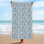Poodle And Crown Pattern Print Beach Towel