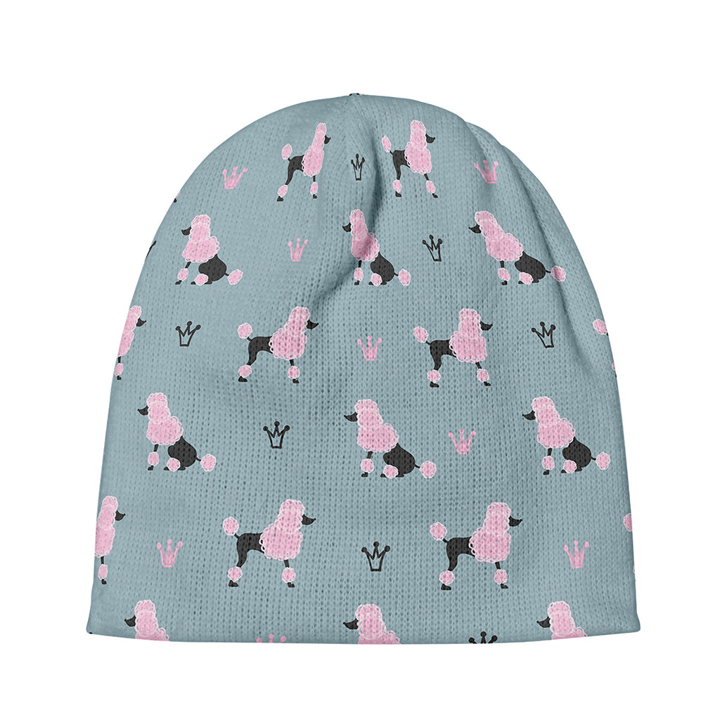 Poodle And Crown Pattern Print Beanie