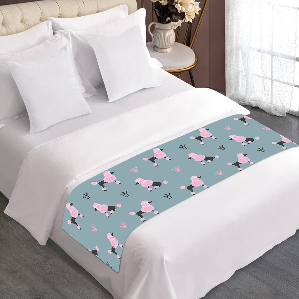 Poodle And Crown Pattern Print Bed Runner