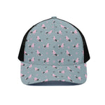 Poodle And Crown Pattern Print Black Mesh Trucker Cap