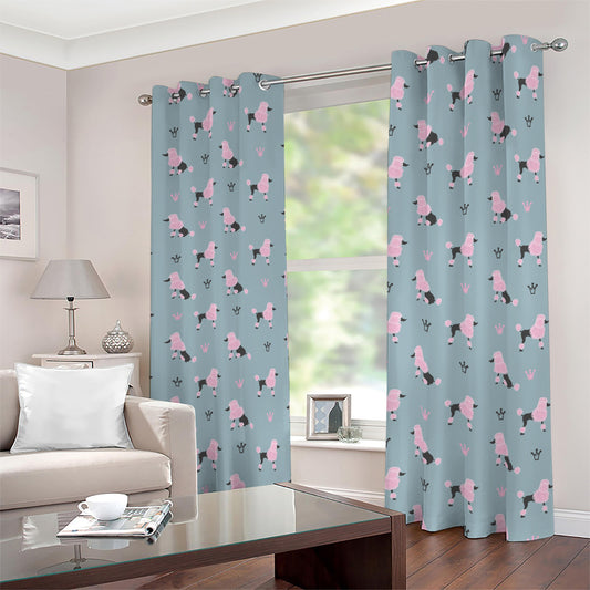 Poodle And Crown Pattern Print Blackout Grommet Curtains