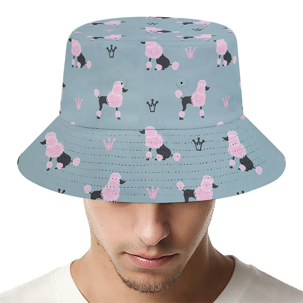 Poodle And Crown Pattern Print Bucket Hat