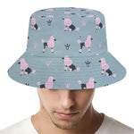 Poodle And Crown Pattern Print Bucket Hat