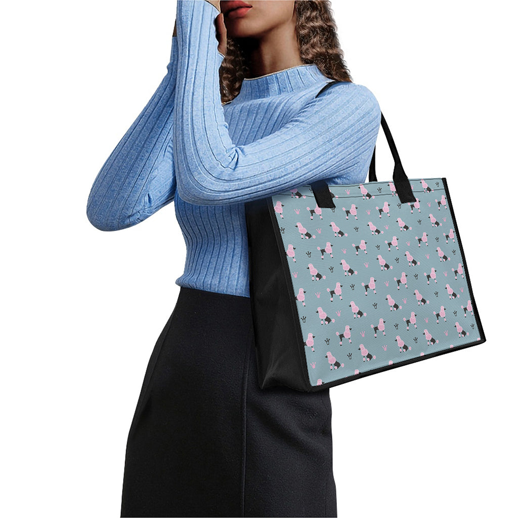 Poodle And Crown Pattern Print Canvas Tote Bag