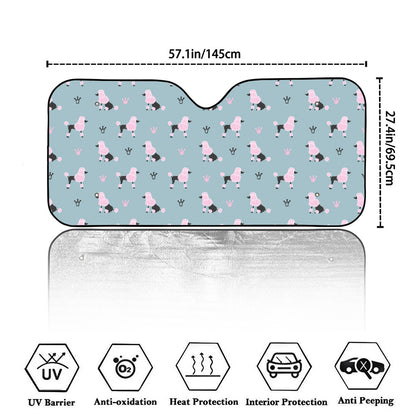 Poodle And Crown Pattern Print Car Windshield Sun Shade