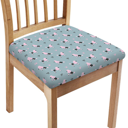 Poodle And Crown Pattern Print Chair Cushion Cover