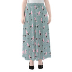 Poodle And Crown Pattern Print Chiffon Maxi Skirt