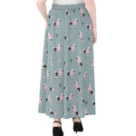 Poodle And Crown Pattern Print Chiffon Maxi Skirt