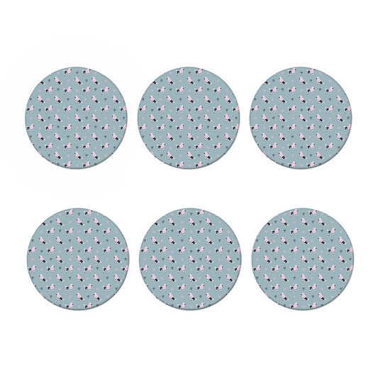 Poodle And Crown Pattern Print Coaster Set
