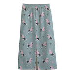 Poodle And Crown Pattern Print Cotton Front Slit Maxi Skirt