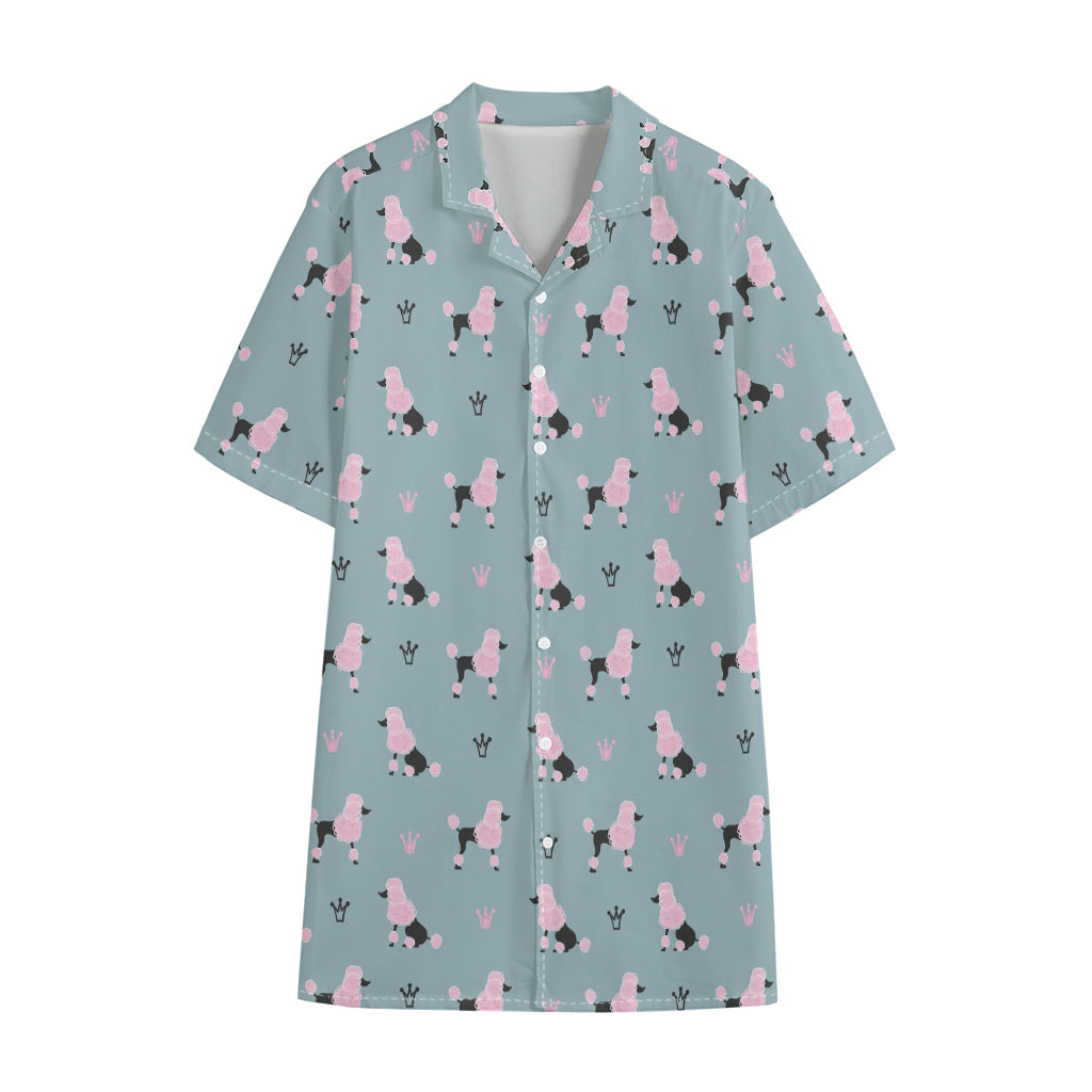 Poodle And Crown Pattern Print Cotton Hawaiian Shirt