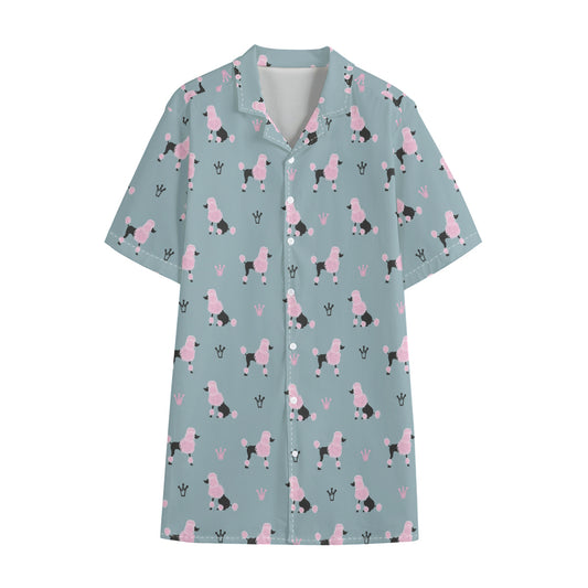 Poodle And Crown Pattern Print Cotton Hawaiian Shirt