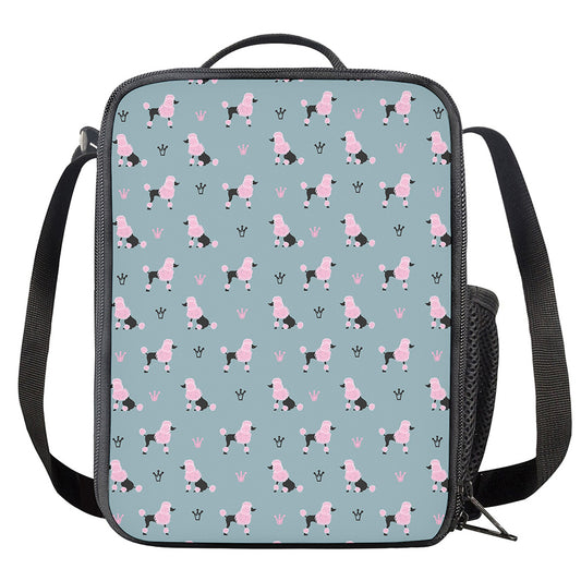 Poodle And Crown Pattern Print Crossbody Lunch Bag