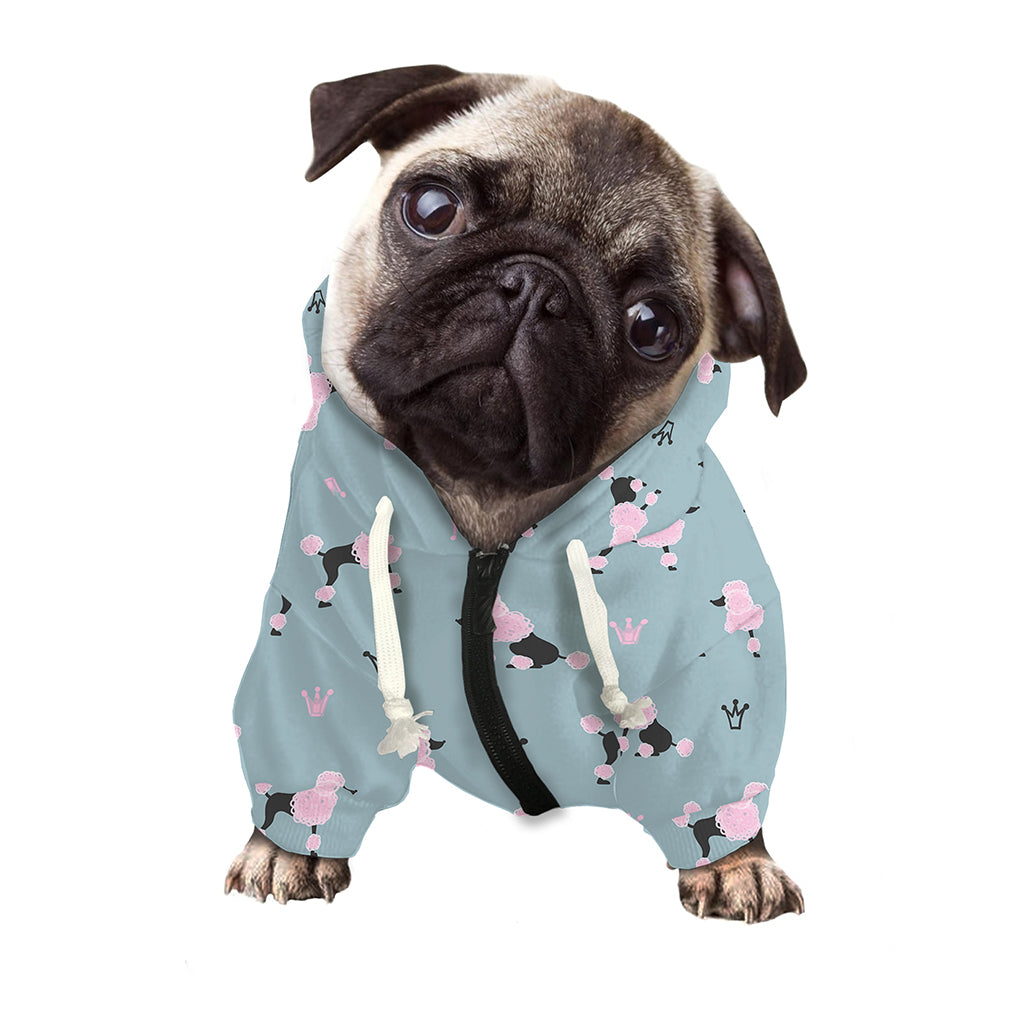 Poodle And Crown Pattern Print Dog Zip Up Hoodie
