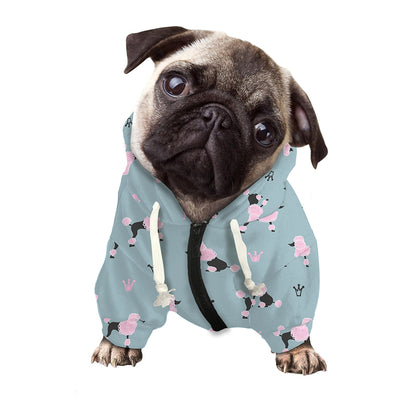 Poodle And Crown Pattern Print Dog Zip Up Hoodie