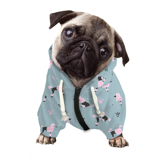 Poodle And Crown Pattern Print Dog Zip Up Hoodie