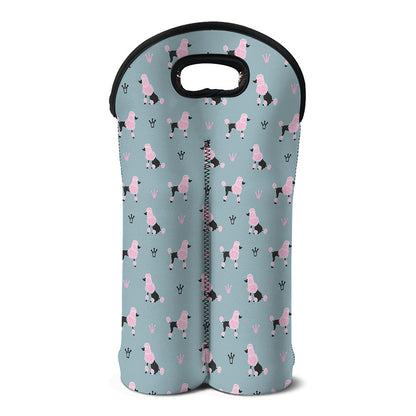 Poodle And Crown Pattern Print Double Neoprene Wine Tote