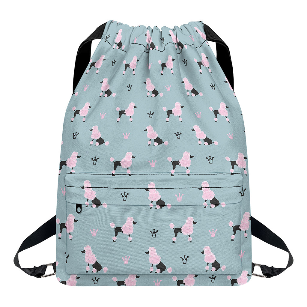 Poodle And Crown Pattern Print Drawstring Backpack