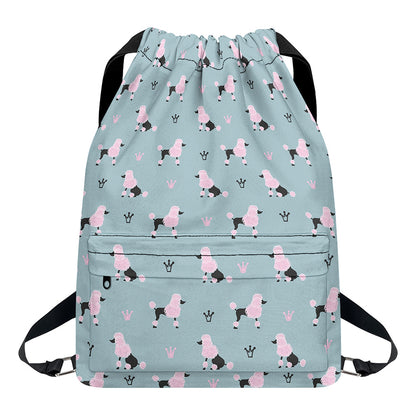 Poodle And Crown Pattern Print Drawstring Backpack
