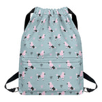 Poodle And Crown Pattern Print Drawstring Backpack