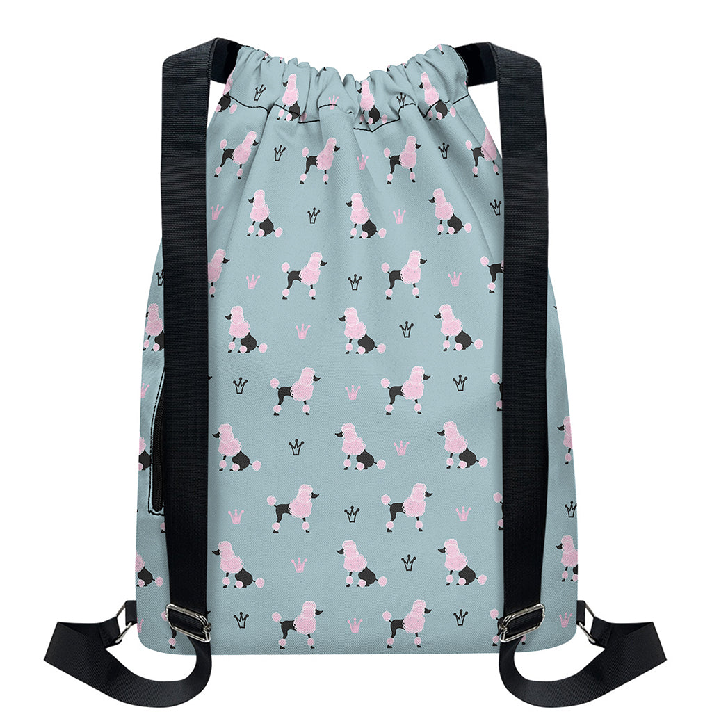 Poodle And Crown Pattern Print Drawstring Backpack