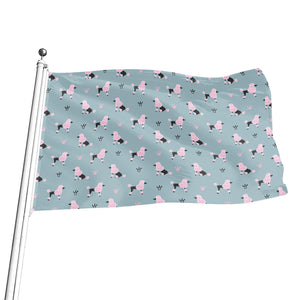 Poodle And Crown Pattern Print Flag