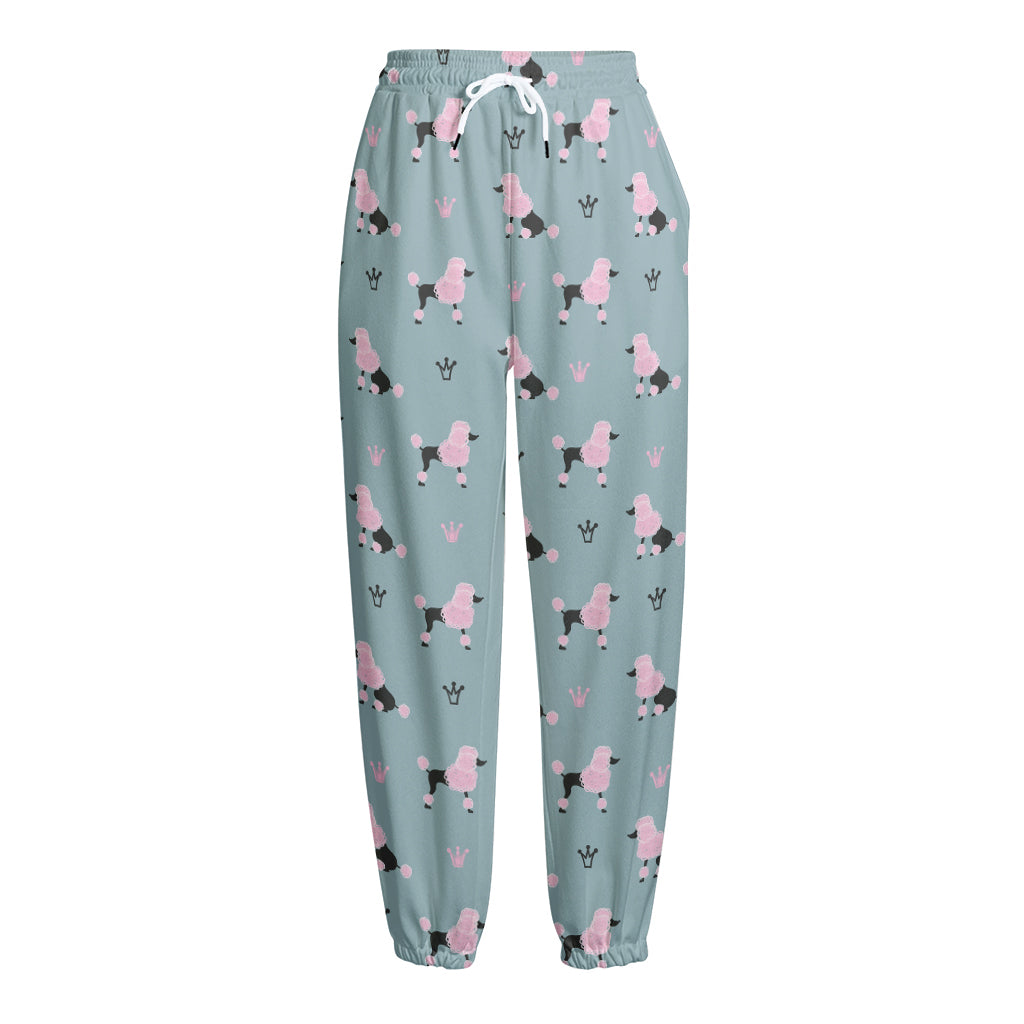 Poodle And Crown Pattern Print Fleece Lined Knit Pants