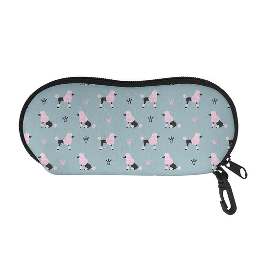 Poodle And Crown Pattern Print Glasses Case