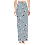 Poodle And Crown Pattern Print High Slit Maxi Skirt